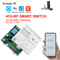 4 Channels 433MHz Smart Wifi Relay Switch Module AC/DC 7-32V 85-250V Tuya APP Remote Control Work With Alexa Google Home