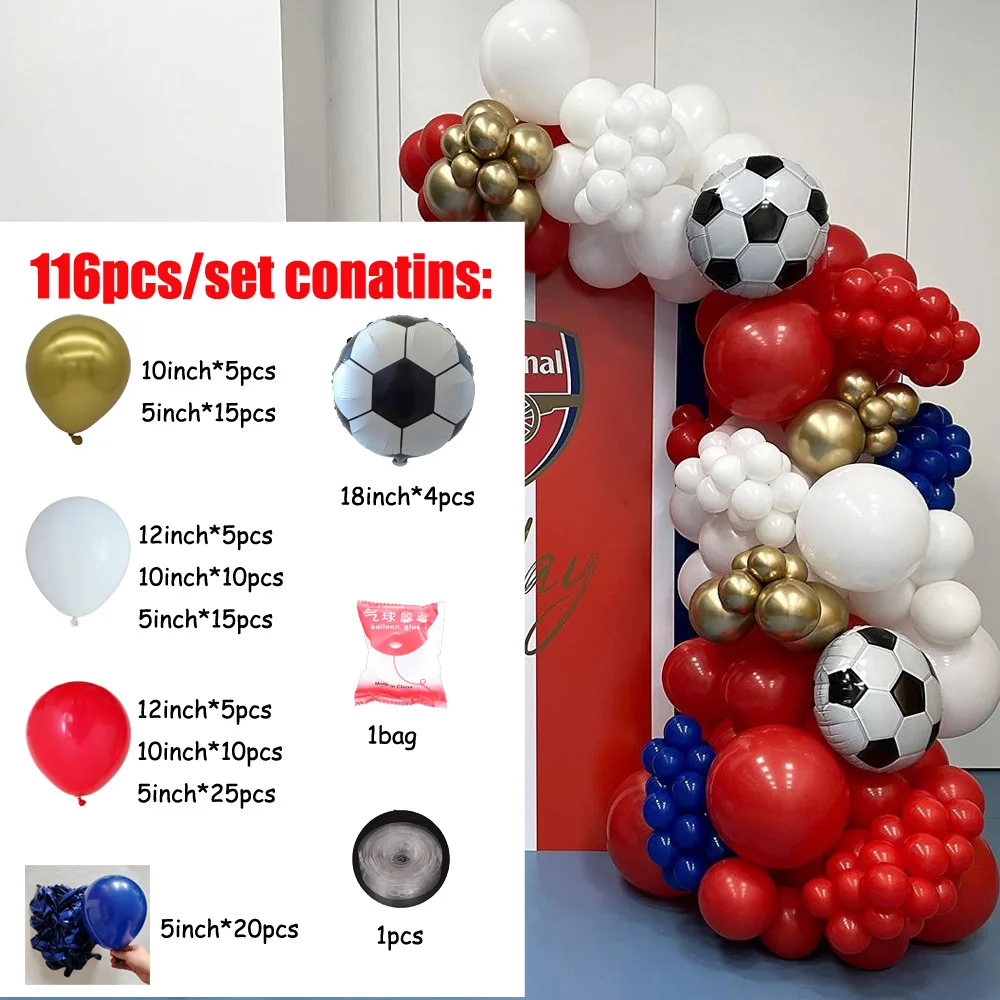 116pcs Navy Blue Red Black Football Balloons Garland Arch Kit 18inch Soccer Foil Ball Boy Man Sport Party Birthday Party Decoras