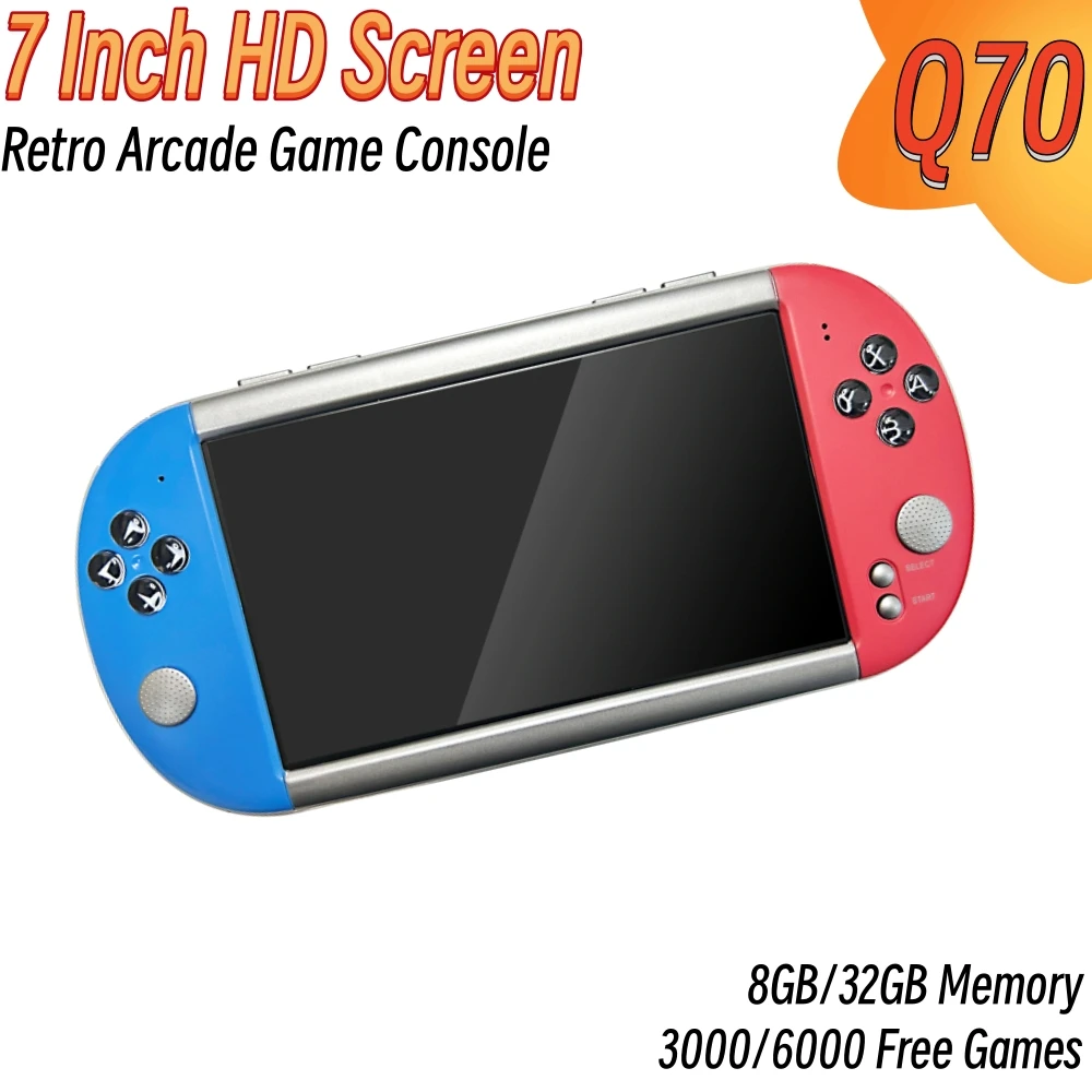 

Q70 Retro Portable Game Console 7 Inch HD Screen 8G 32G with 6000 Free Games Arcade MAME NEOGEO Video Games Machine Kid Boy Gift