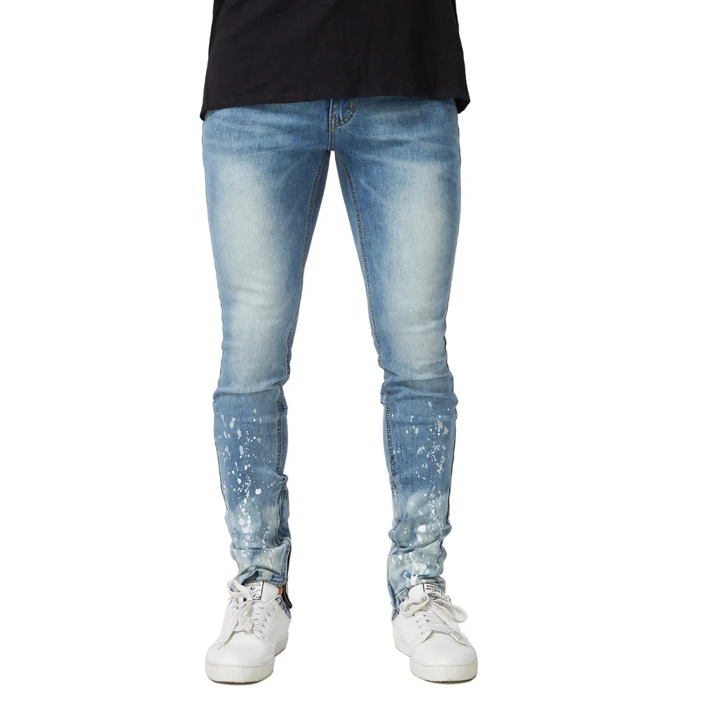 

Fashion Street Style Ripped Skinny Jeans Men Classic Wash Solid Denim Trouser Mens Casual Slim Fit Pencil Denim Pants Y2k