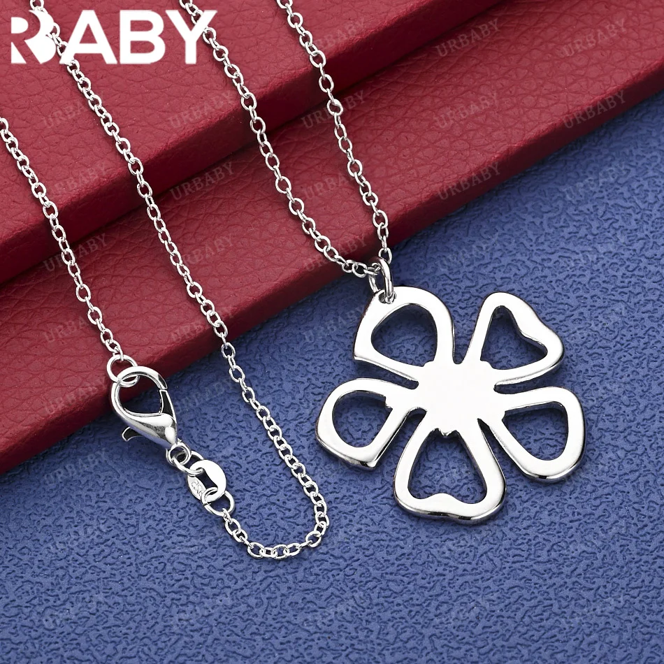 

URBABY 40-75cm 925 Sterling Silver Flower Pendant Necklace Creativity Gift Street All-match Party And Daily Wear
