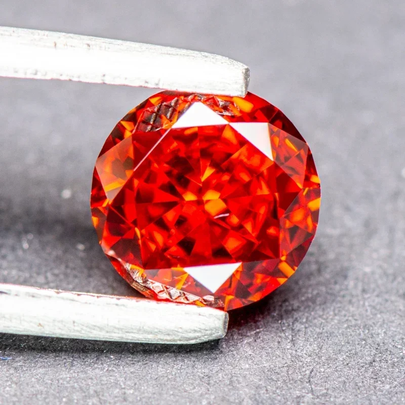 

Cubic Zirconia Red Color Round Shape 5A Grade 4k Crushed Ice Cut Charm Stones for DIY Jewelry Necklace Earrings Making Materials