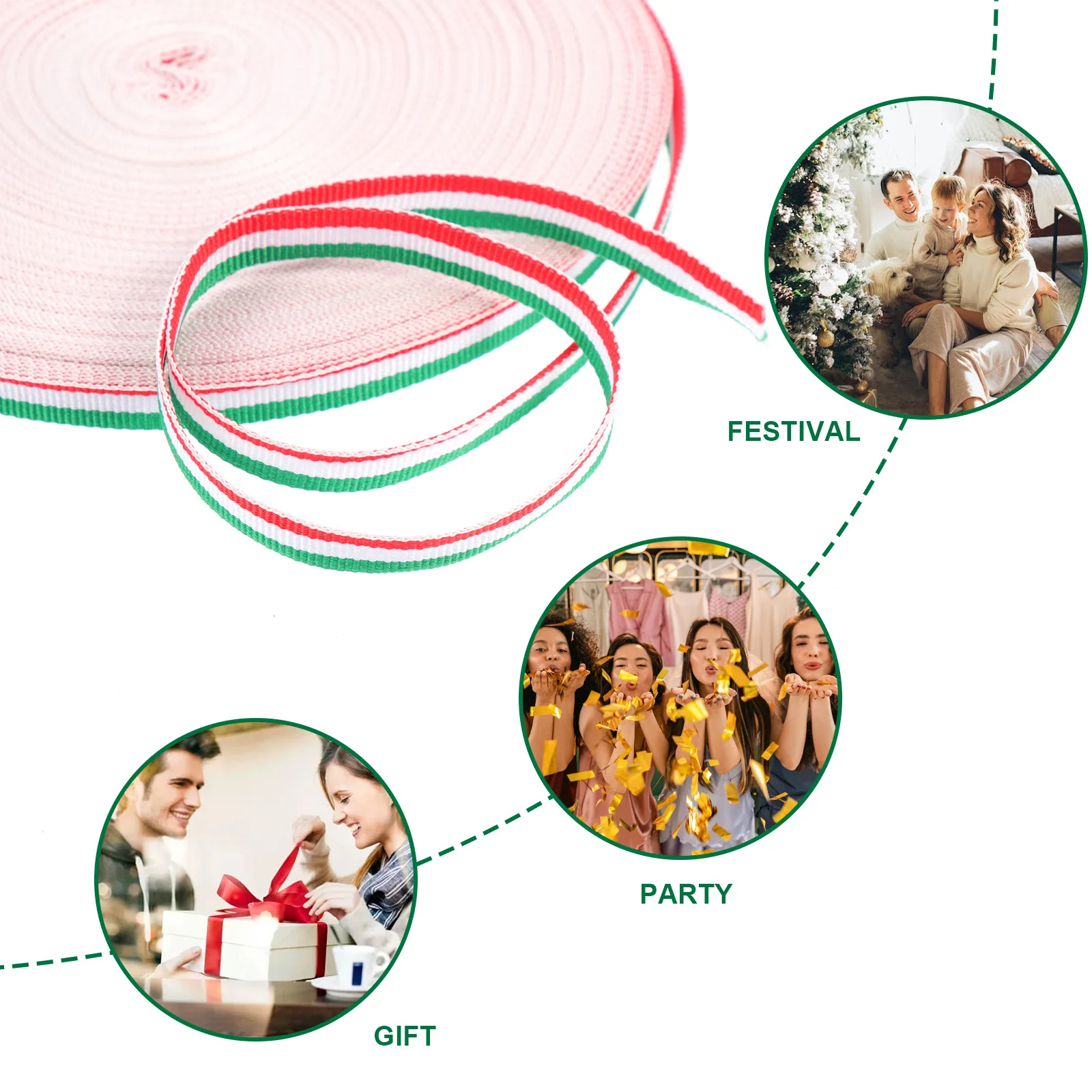 

50M 1Cm Striped Ribbon -Friendly High Color Fastness For Wedding Gift Wrapping Sewing Crafts Fabric Ribbon Polyester