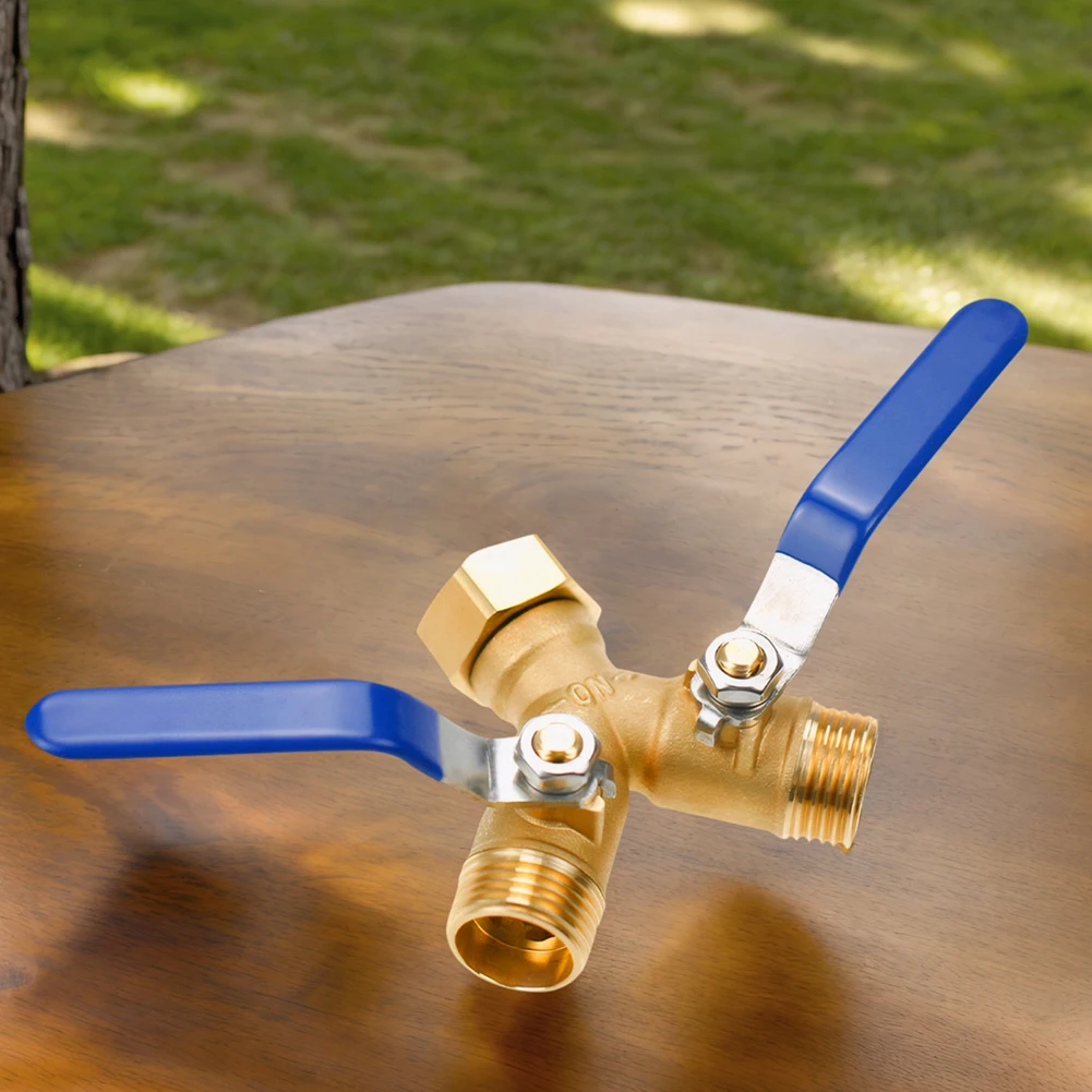 

Y Valve Splitter Full Flow 3/4 Inch Thread Hose Splitter Brass Hose Connector with Long Handle for Garden Lawn