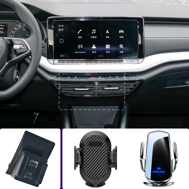 Uchwyt samochodowy na telefon do Skoda Octavia A8 2021 2022-2024 Uchwyt na telefon komórkowy Samochodowe ładowanie bezprzewodowe Specjalna stała podstawa Akcesoria