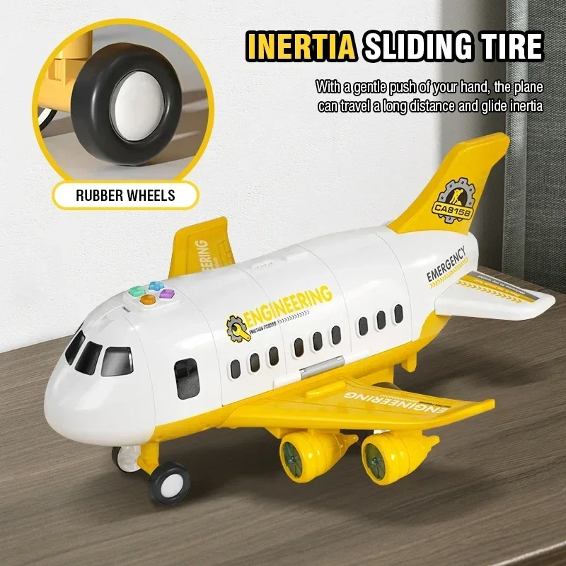 نموذج طائرة تخزين ذاتية الصنع مع 5 سيارات صغيرة متعددة الوظائف لعبة سباق المسار مع ضوء الصوت الجمود مركبة الأولاد هدية عيد الميلاد