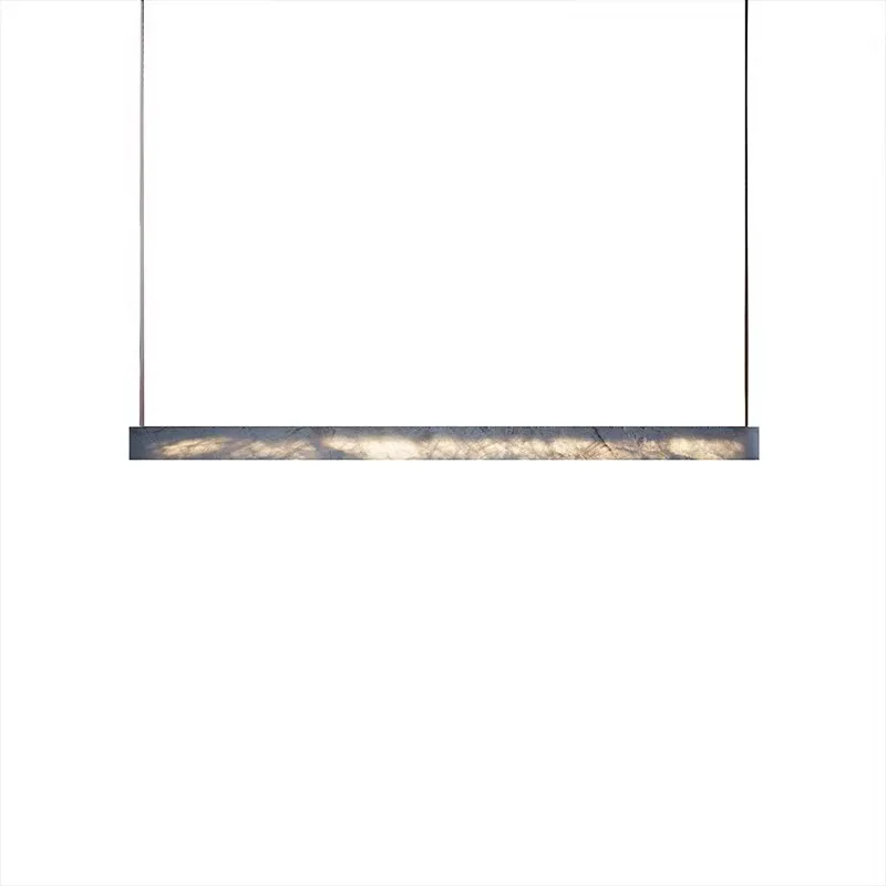 Luxury Long Art Decor Pendant Light Modern Minimalist Dining Room Lustres High-end Imitated Marble LED Chandelier for Exhibition