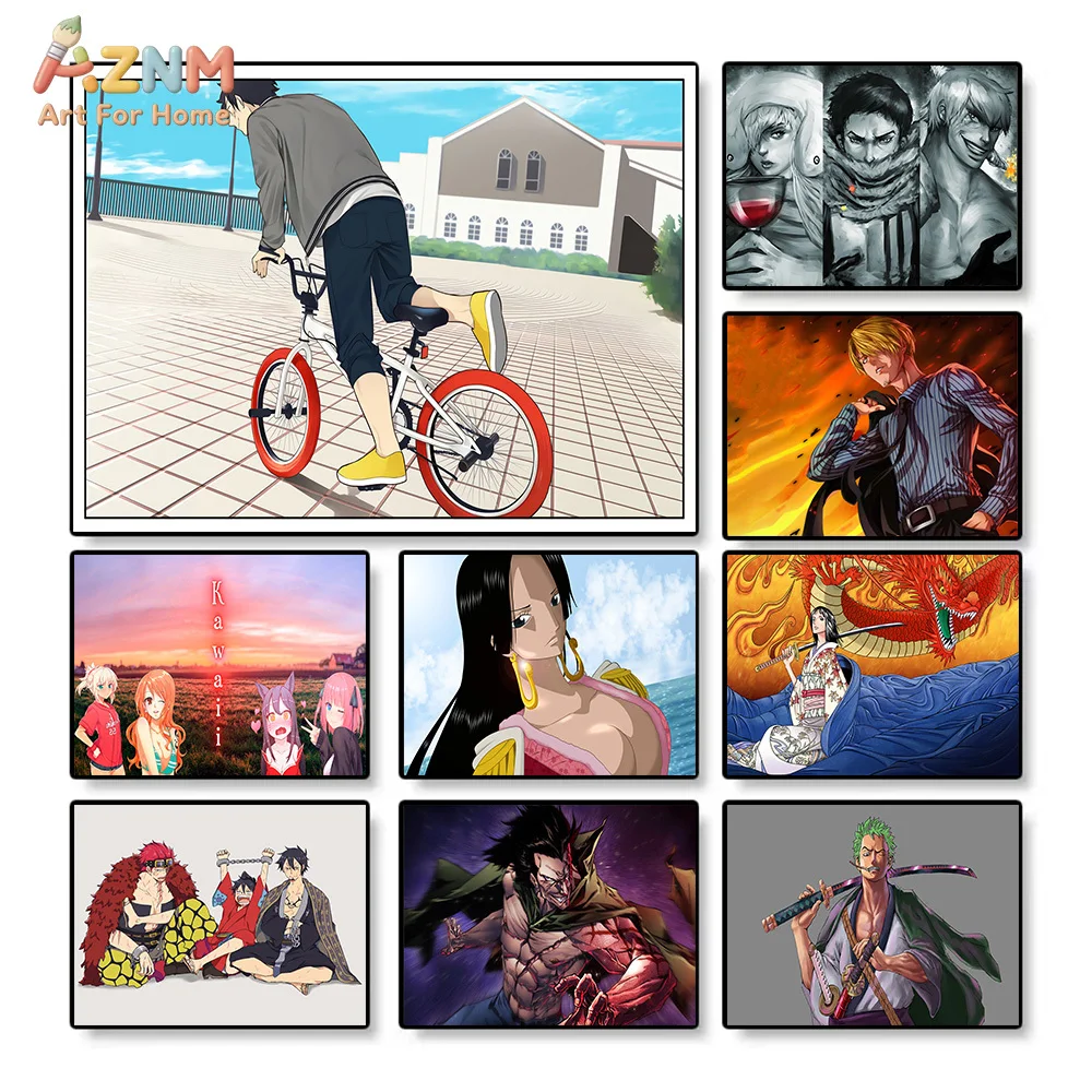 AZNM - Lienzo Decorativo de Anime One Piece, Boa Hancock, Sanji, Zoro, Kid, Impresión HD sin Marco, Estilo Manga Japonés, Decoración Moderna para el Hogar