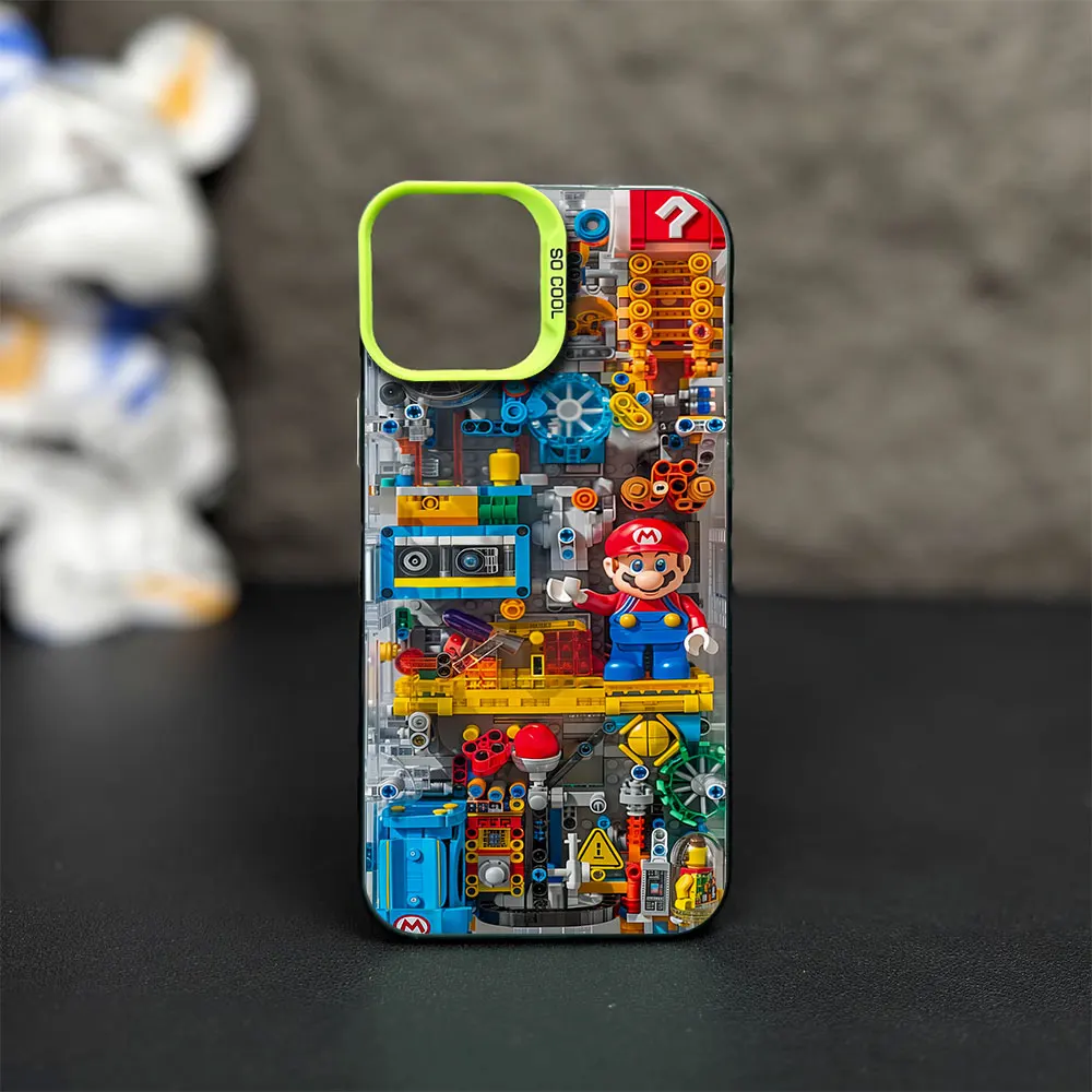 Cartoon Super M-Marios Bros Printstream Phone Case for iPhone 12 11 13 IMD 14 15 16 Max Pro Plus Laser Cover