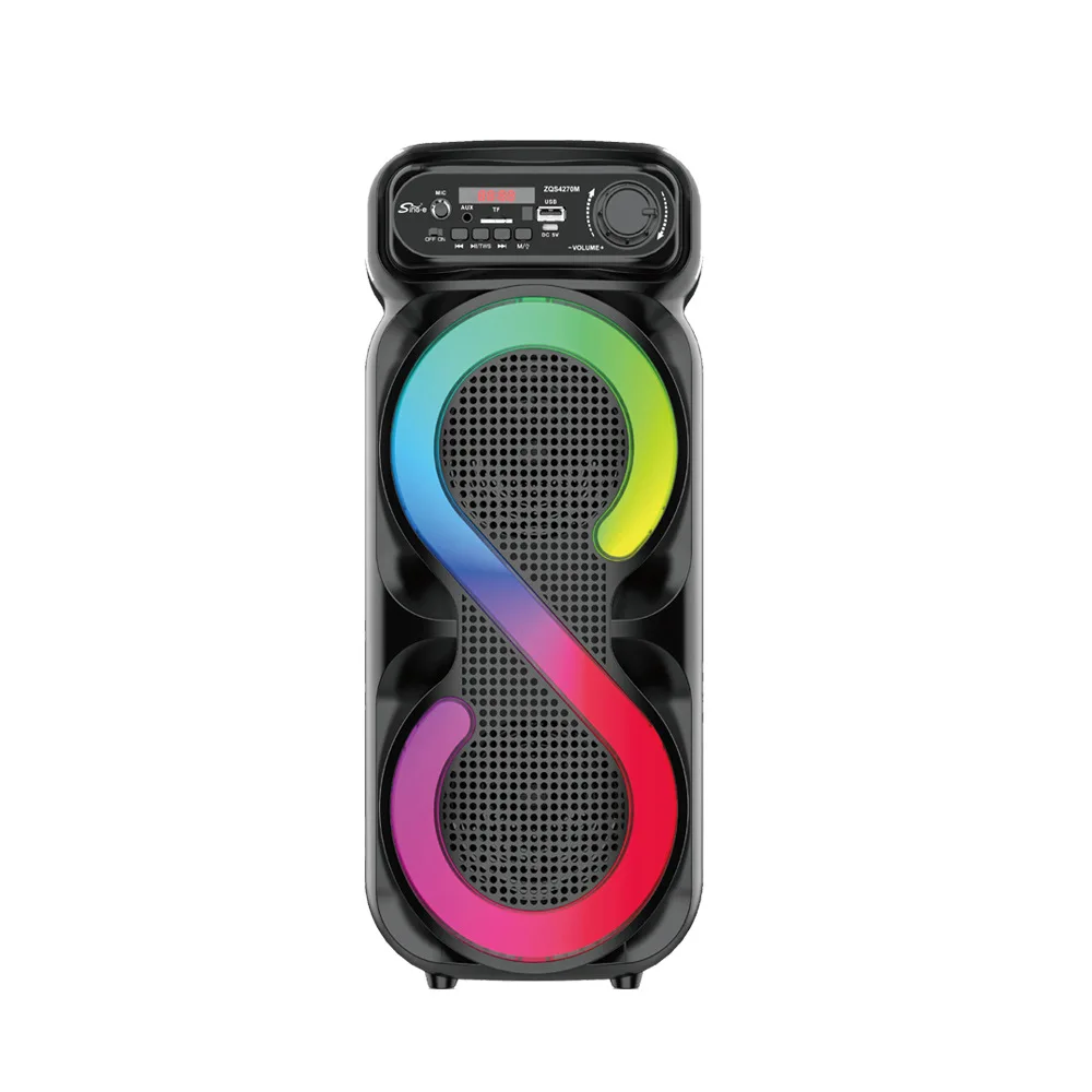 Sing-e ZQS4270M Wireless Bluetooth Speaker with Card Insertion Colorful Light Microphone Remote Control 4-inch Large Speakers