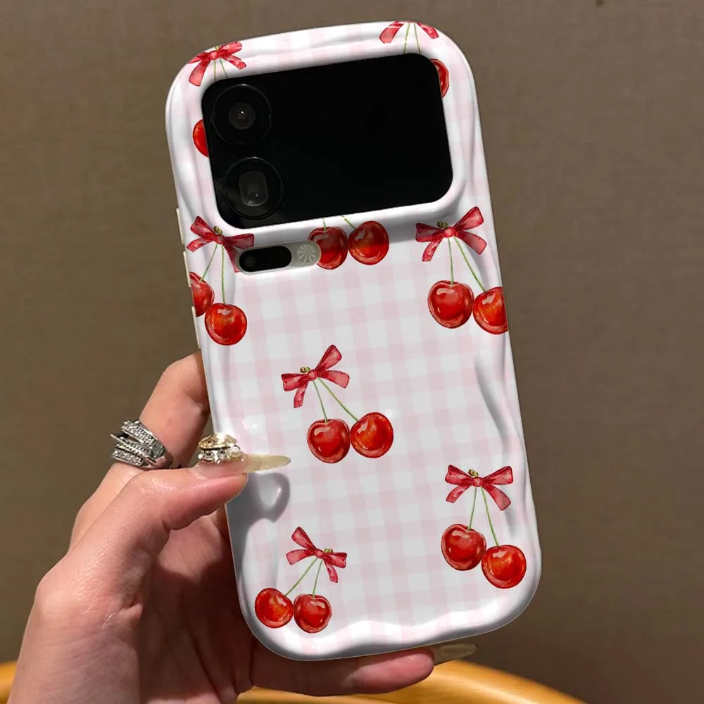 

Cherry Creative Pink Pattern Phone Case For Xiaomi Mi 17 15 14 12 12T 11 11X 11i Lite Pro Max 5G NE Wave Oil White Soft