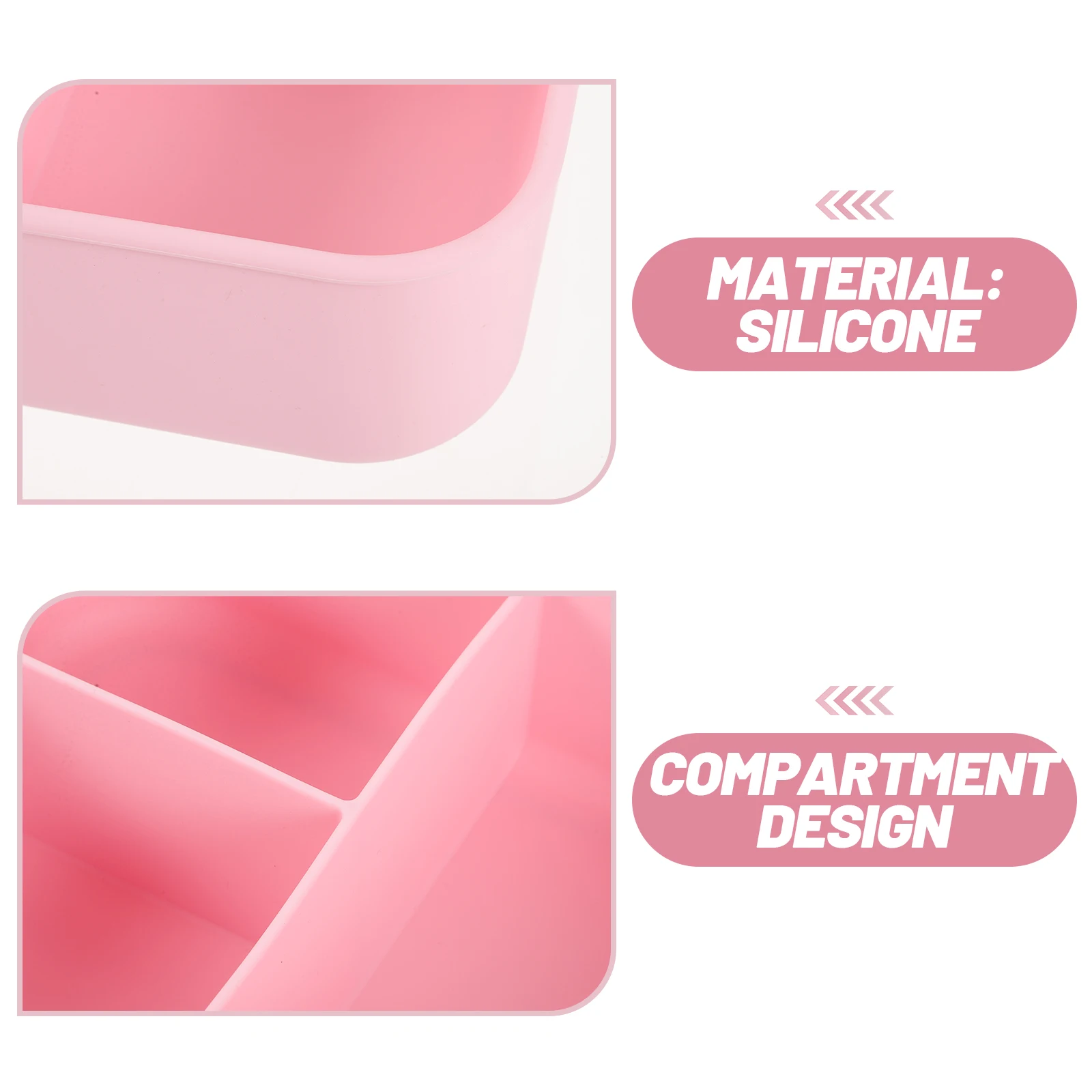 

Food Grade Silicone Microwave Pink 3 Compartments Lunch Containers Kids Kitchen Storage Food Preservation Box Portable