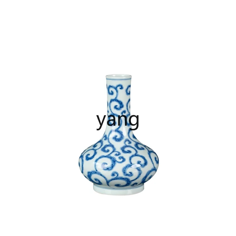 

L'm'm Ceramic Vase Antique Hand Painted Blue and White Porcelain Living Room Curio Shelves Porcelain Bottle Decoration