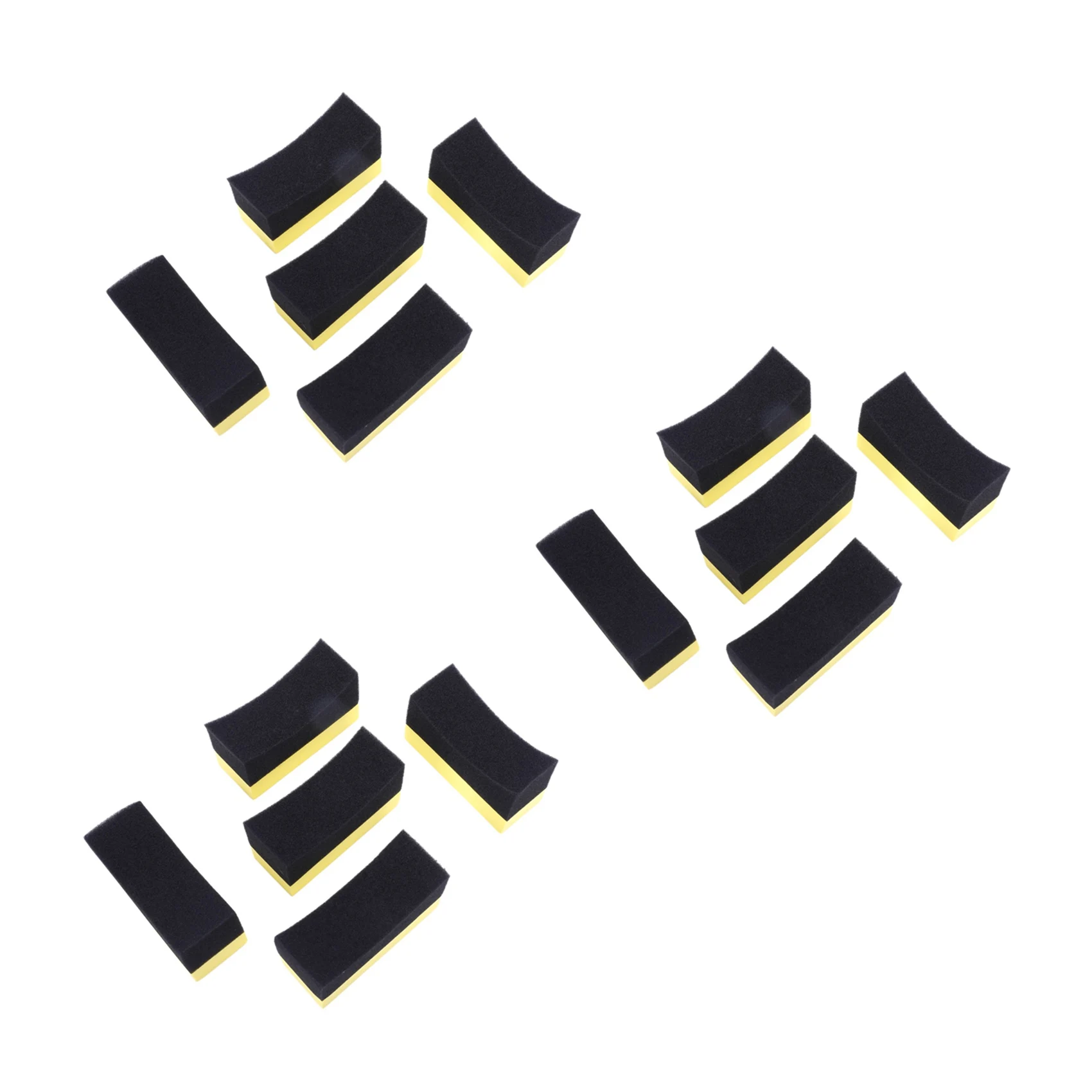 Rare 15X Professional Automotive Car Wheel Washer Tyre Tire Dressing Applicator Curved Foam Sponge Pad Black+Yellow