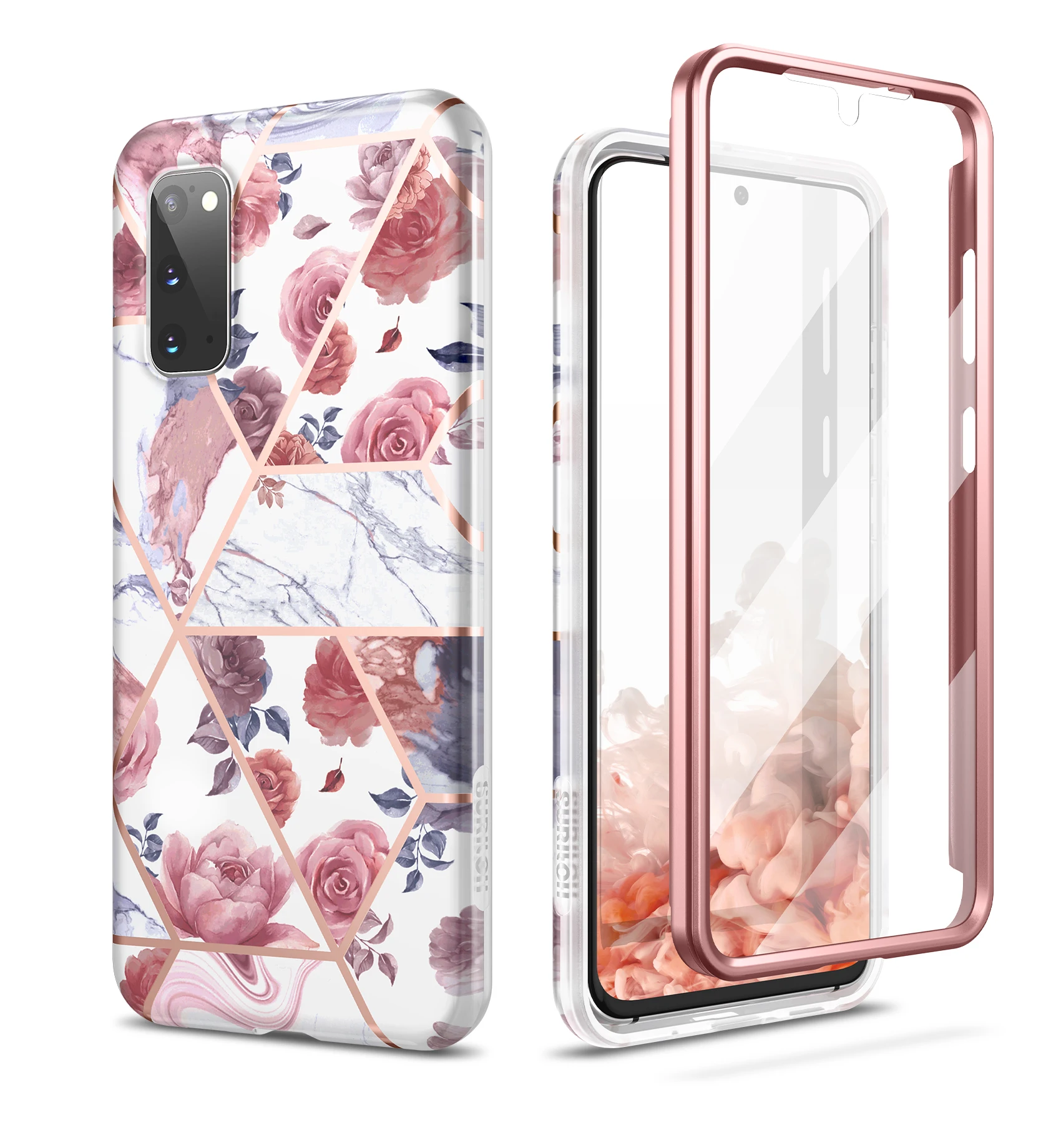 

For Samsung Galaxy S20 5G Case Front Cover with Built-in Screen Protector Full-Body Shockproof TPU Marble Bumper Protective Case