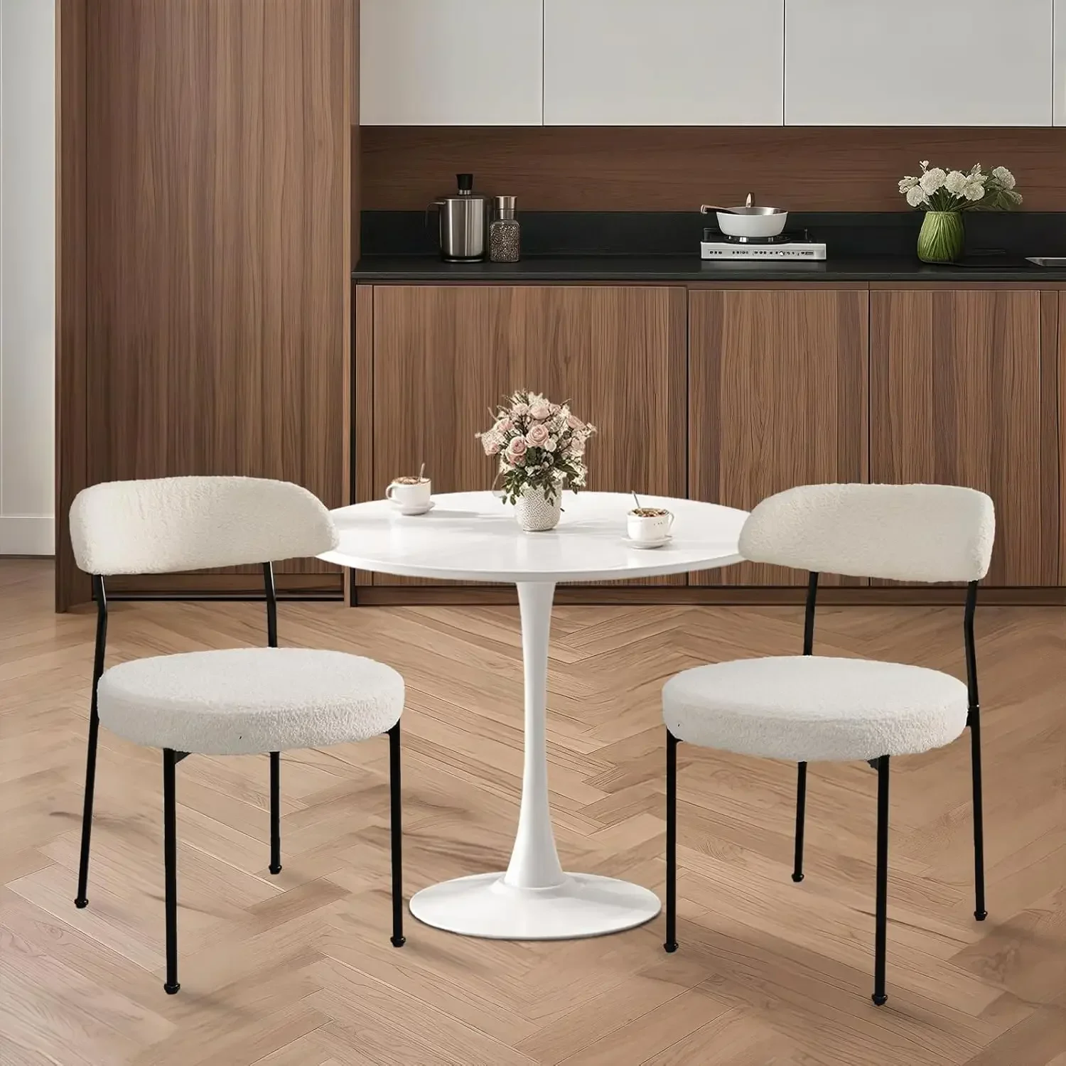 [صفقة ساخنة، عرض وقت محدود! ] طقم طاولة طعام مقاس 24 بوصة لشخصين مع كراسي منجدة مخملية وطاولة مطبخ وكراسي لشخصين، 3 قطع