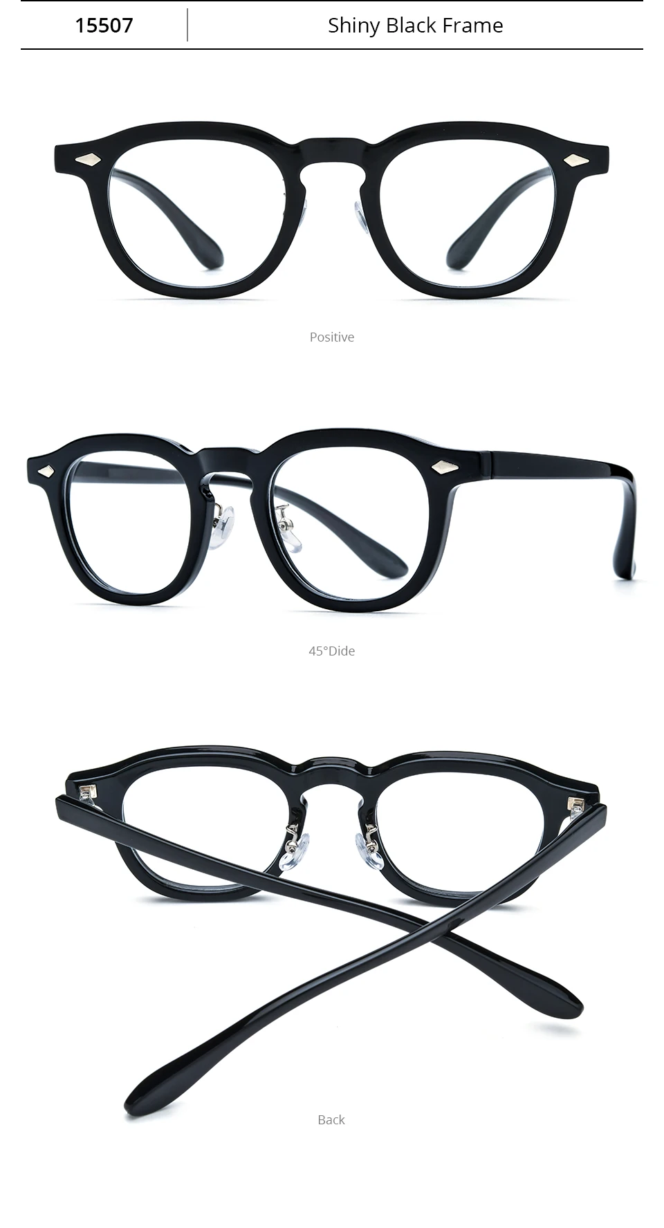 NIANZHEN Acetat-Brillengestell für Herren, Neue Quadratische Markendesign-Brille für Damen, Retro Vintage Brillen, Johnny Depp Brillen 5507 – Detail 8