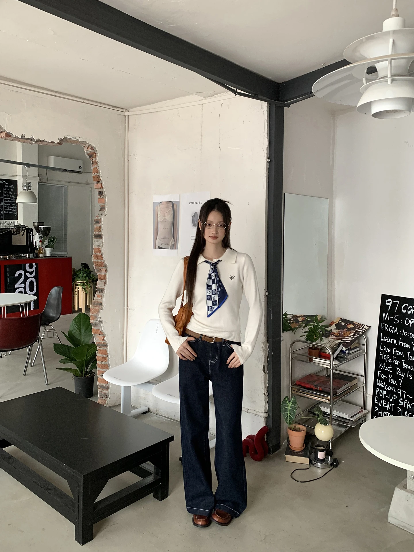 

White Ne Knitwear Women's Autumn Winter Slim Fit Design Sense Sweater Overhead Sle High End Feeling Casual Commute S...