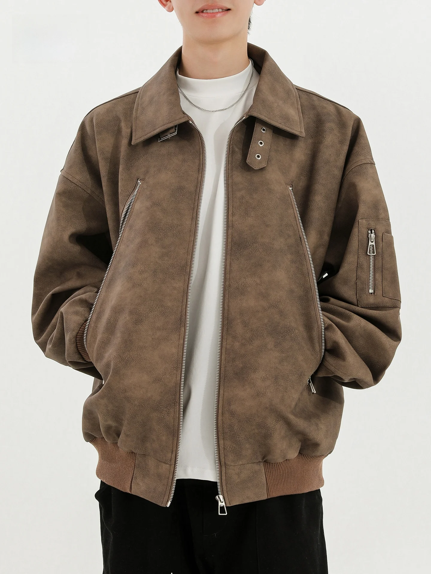 Dukun Meirade Pu cuero Jaet hombres mujeres primavera otoño Faionable diseño americano Biker chaleco Harington abrigo prendas de vestir exteriores