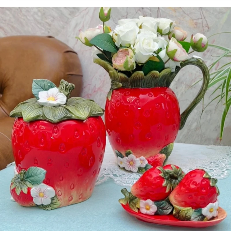 pastoral strawberry ceramic vase room decoration