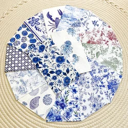 20/8Pcs Vintage Blue and White Porcelain Decoupage Paper Napkins Flower Paper Tissues for Party Wedding Xmas Supplies 33x40cm