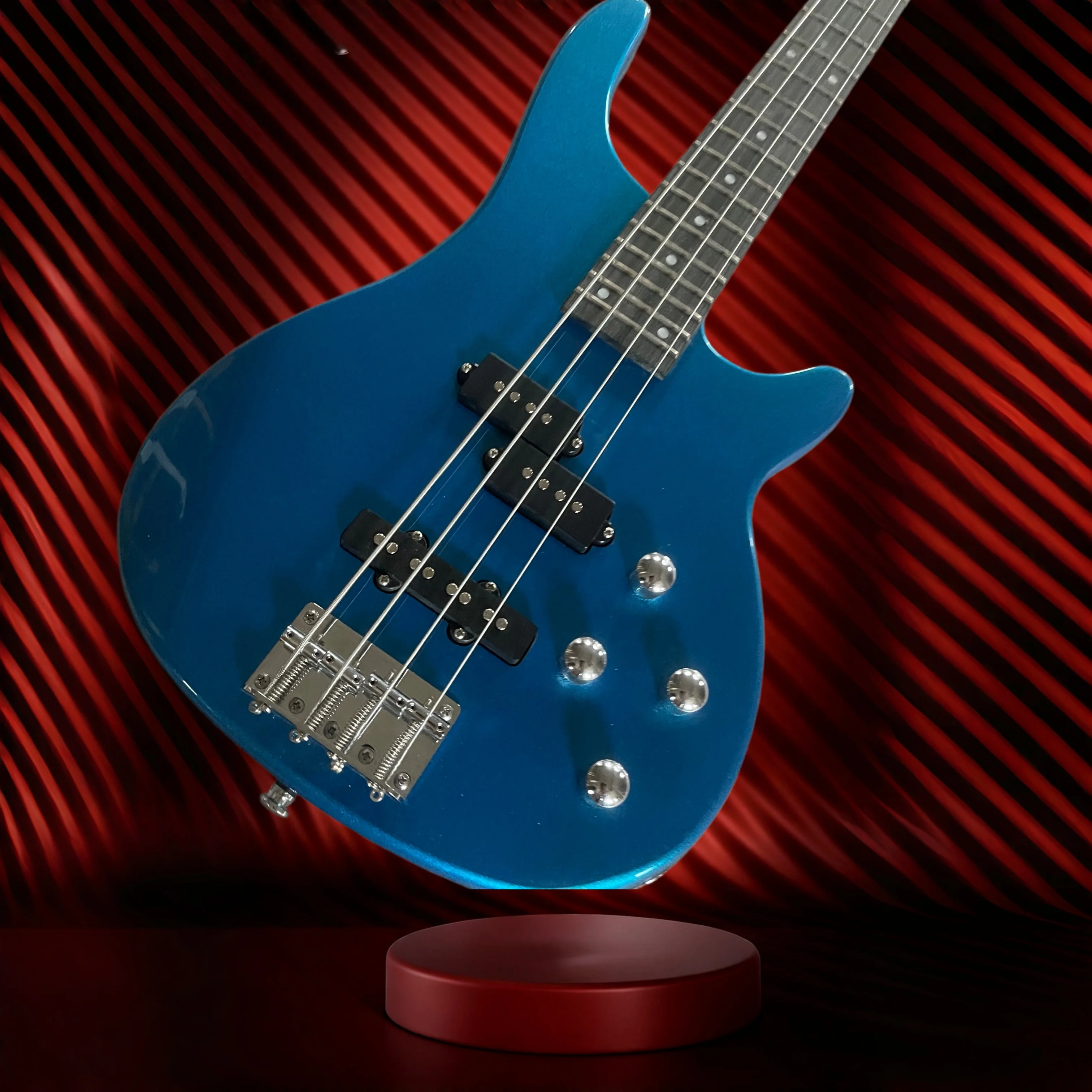 Metal Blue Streamlined PJ Four String Electric Bass P+J Dual Pickup Rock Funk Pop Band Bass Guitar Free Shipping Beginner