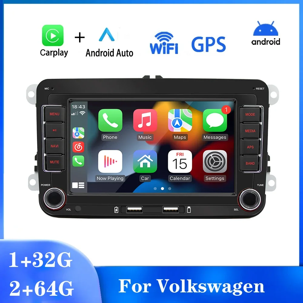 2Din Car Radio Android for Volkswagen Golf 5 6 Polo Passat B6 B7 CC Skoda Jetta Universal Multimedia Carplay Wifi GPS Navigation