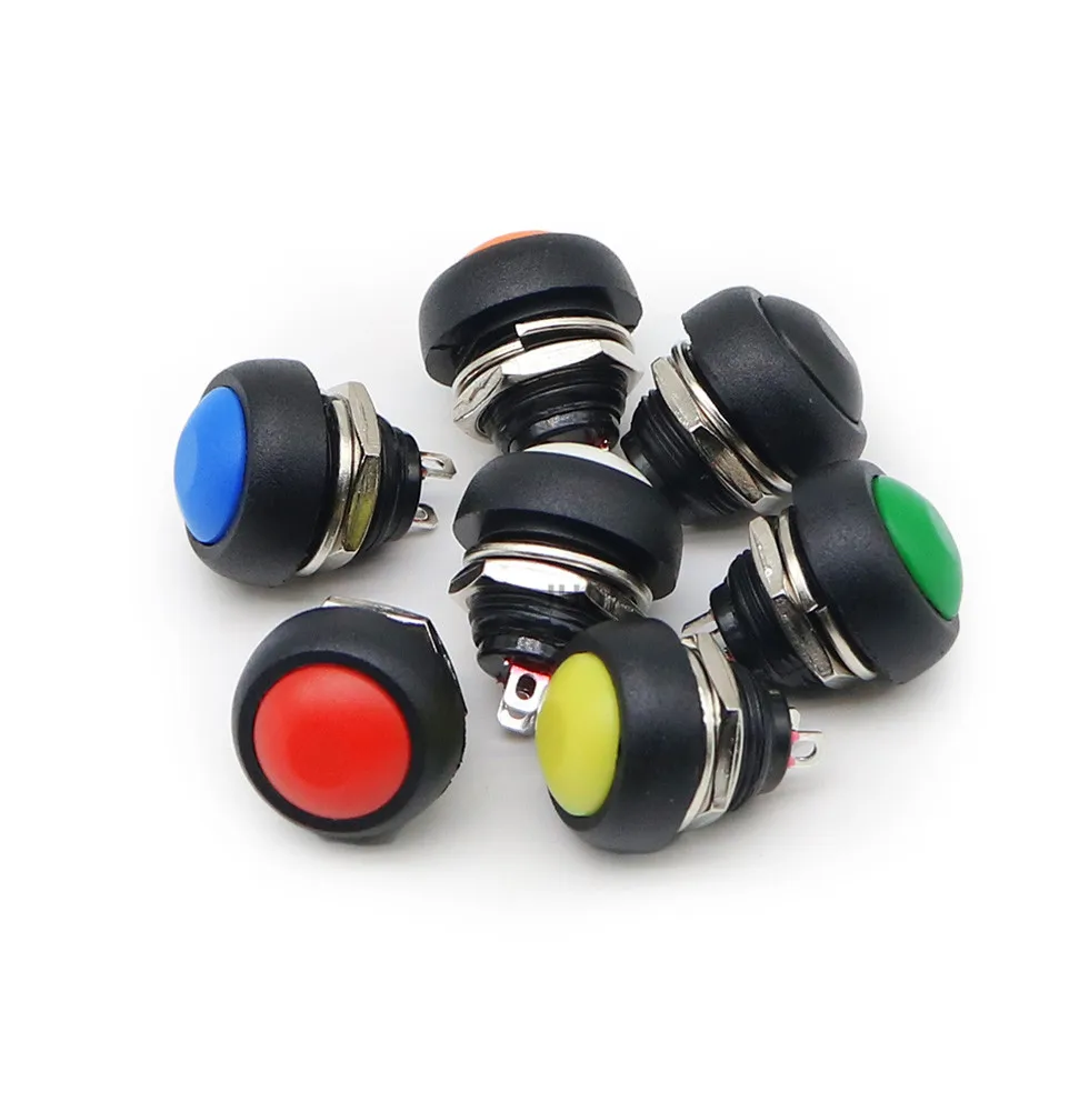 

100pcs 2Pin Mini Switch 12mm 1A waterproof Button switch 12v momentary Push button Switch reset Non-locking pbs-33b