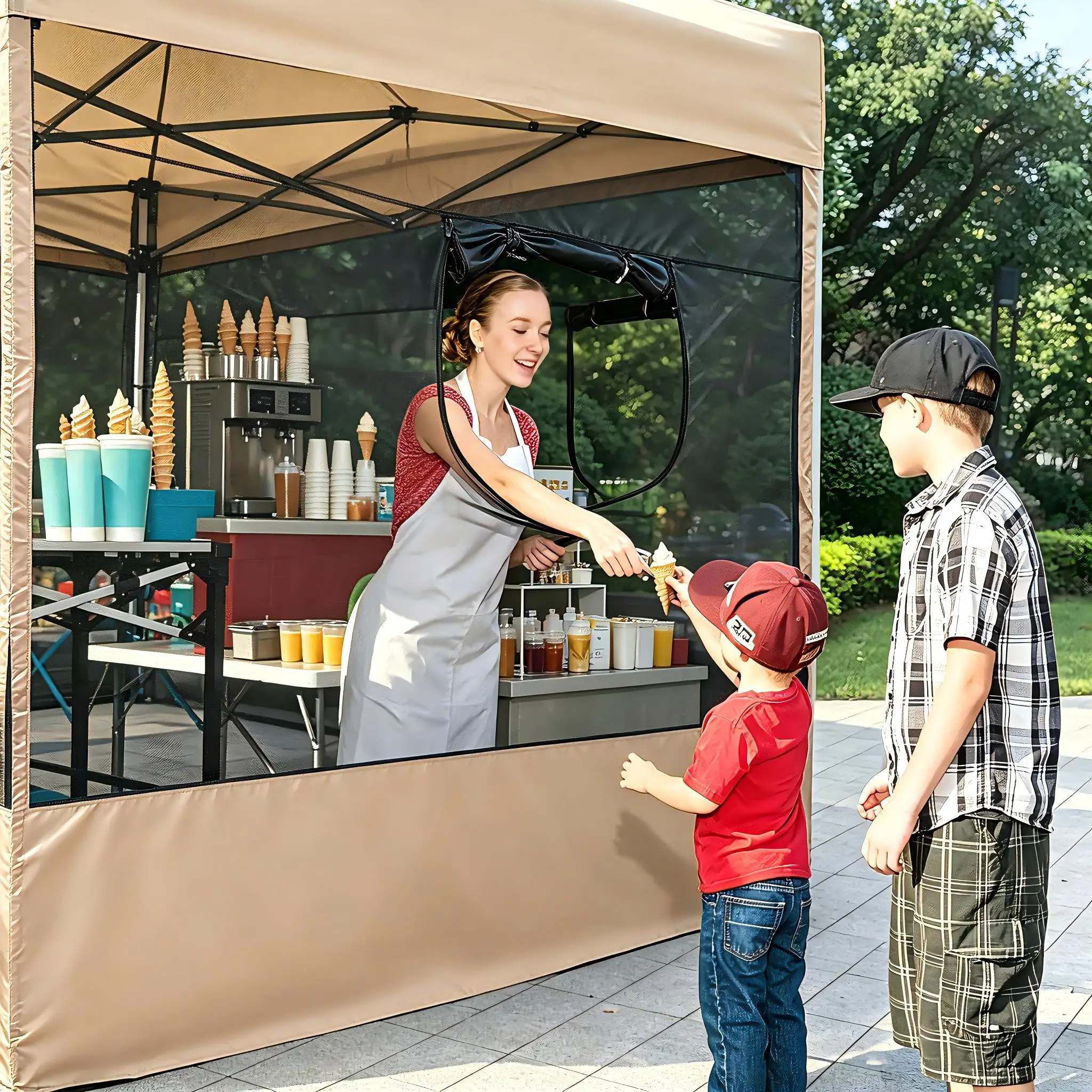 10x10ft Gazebo Mesh Side Walls with Window, Mosquito Net Screen Curtain for Pop Up Canopy Tent, Frame Not Included