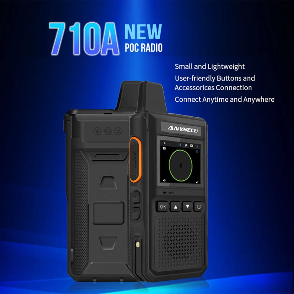 Anysecu 710A 4G POC Radio 4000mAh IP54 WIFI Support Android 8.1 Works with Realptt or Zello With GPS