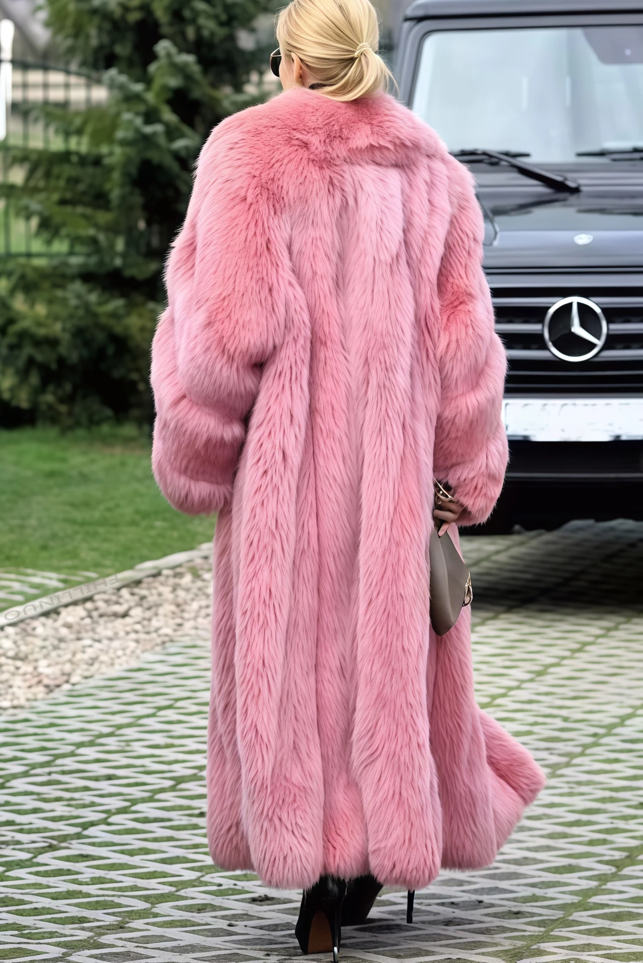 Plus-size New Winter Fashion Girls Pink Long Lapel Fur Coat Women's Thick Thermal Coat Fluffy Faux Fox Fur Coat
