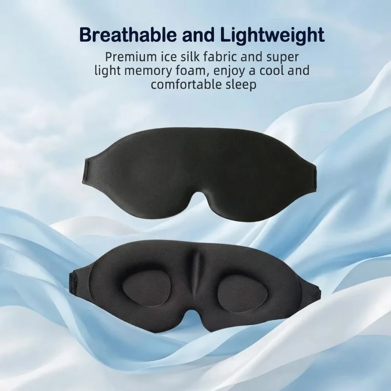 Side sleeping eye mask, men's and women's blackout sleep eye mask, luxurious eye mask with adjustable shoulder strap for travel