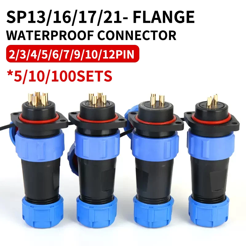 

IP68 aviation plug socket connector M/P flange SP/SD13/16/17/20/21 2/3/4/5PIN male female butt joint waterproof and dustproof