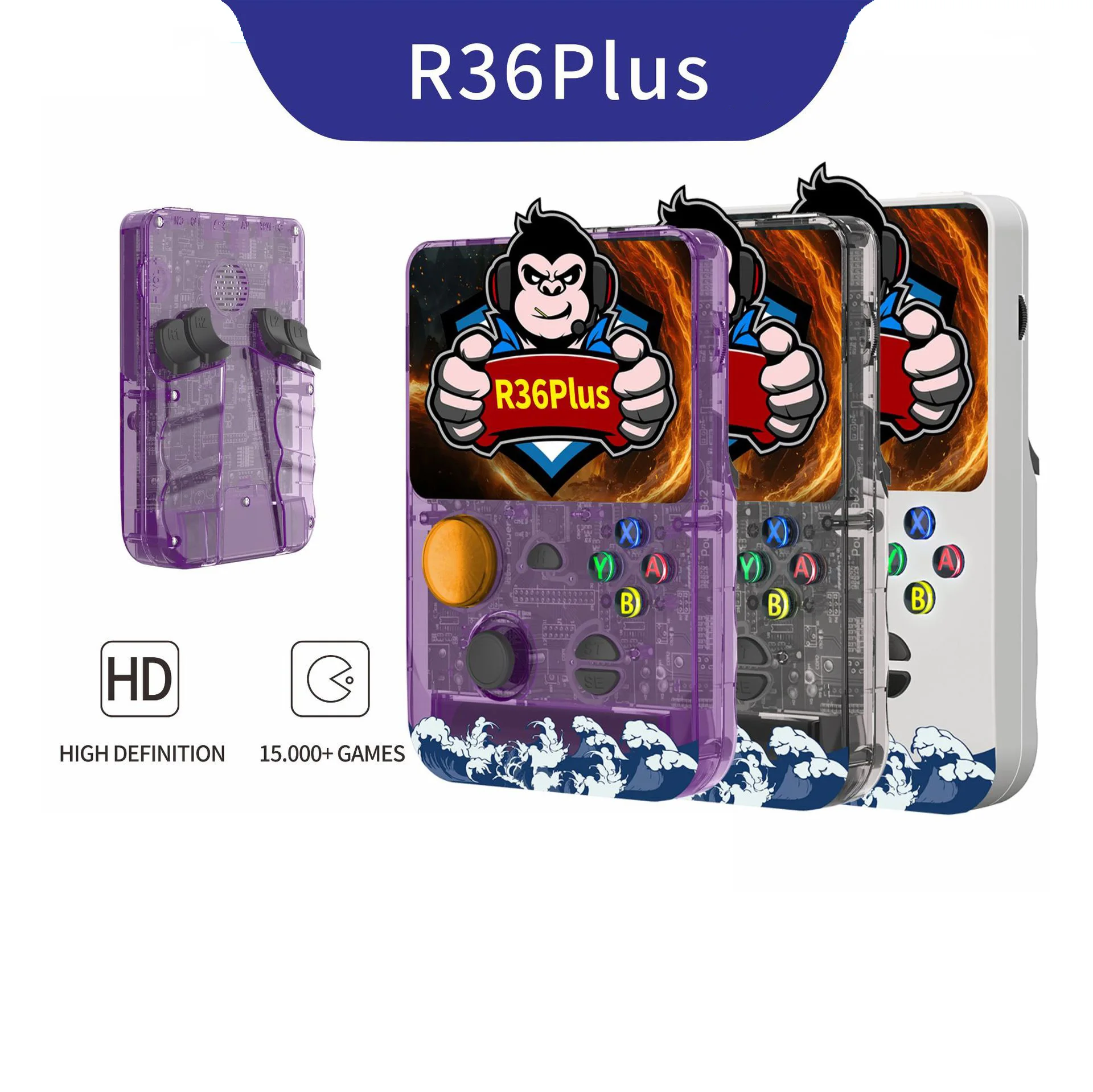 

R36S PLUS Open-source Handheld Game Console Android Linux Dual OS Mini Retro Gaming HD Screen 3000mAh Portable Emulator 16GB