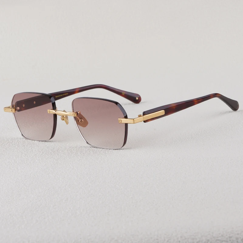 

john dwayne Rimless Rectangle Sunglasses for Men and Women High Quality Brand Designer UV400 Outdoor Handmade Fashion Eyeglasses