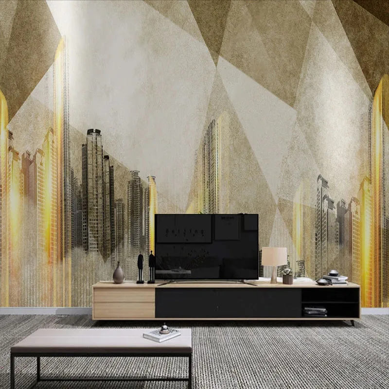 Custom 3D Modern Light Luxury Golden City Background Wall Mural Wallpaper For Bedroom Living Room Decor Papel De Pare Home Décor