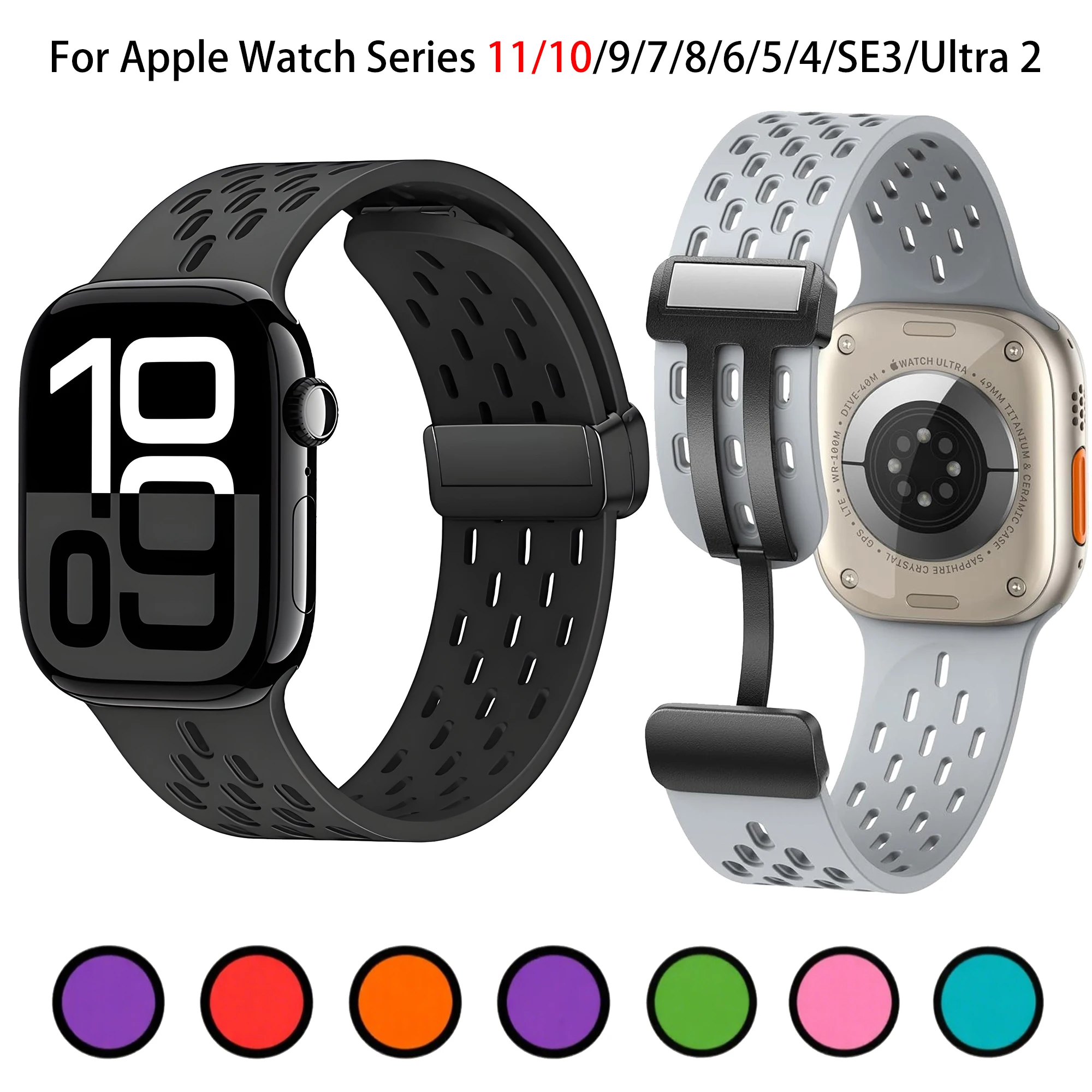Magnetarmband für Apple Watch Band 46 mm 42 mm 44 mm 45 mm 40 mm 41 mm Silikonarmband Correas iWatch Serie 11 9 8 10 SE 7 6 Ultra