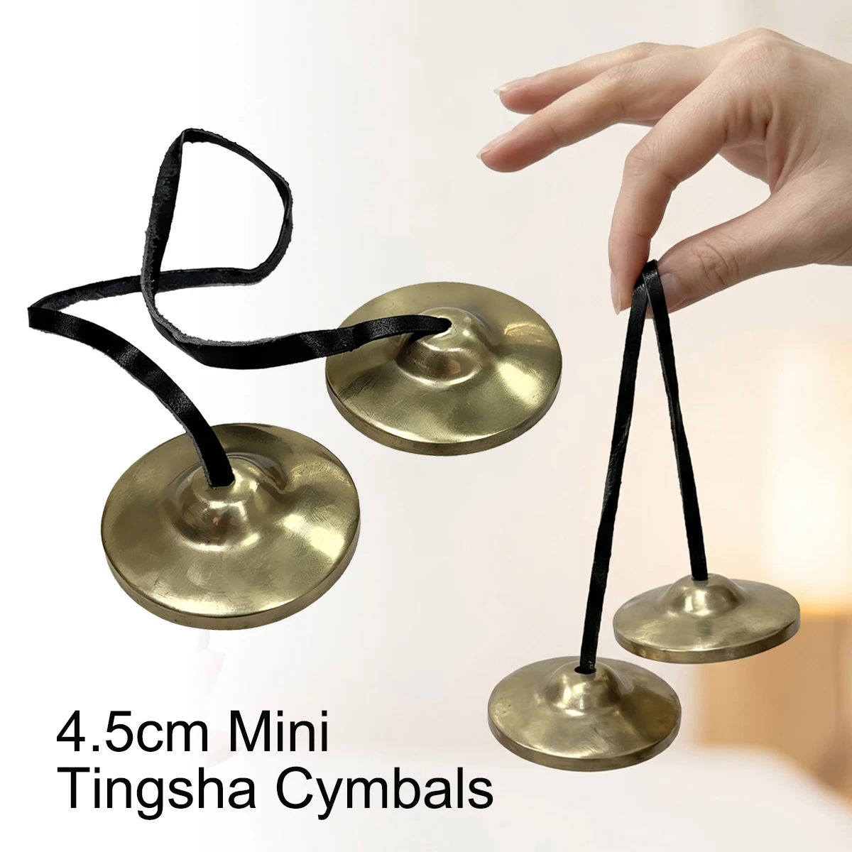 Miwayer 4.5cm Small Tingsha Cymbals Pair – White Copper Alloy, Handcrafted, Smooth Surface, with Protective Bag, for Yoga