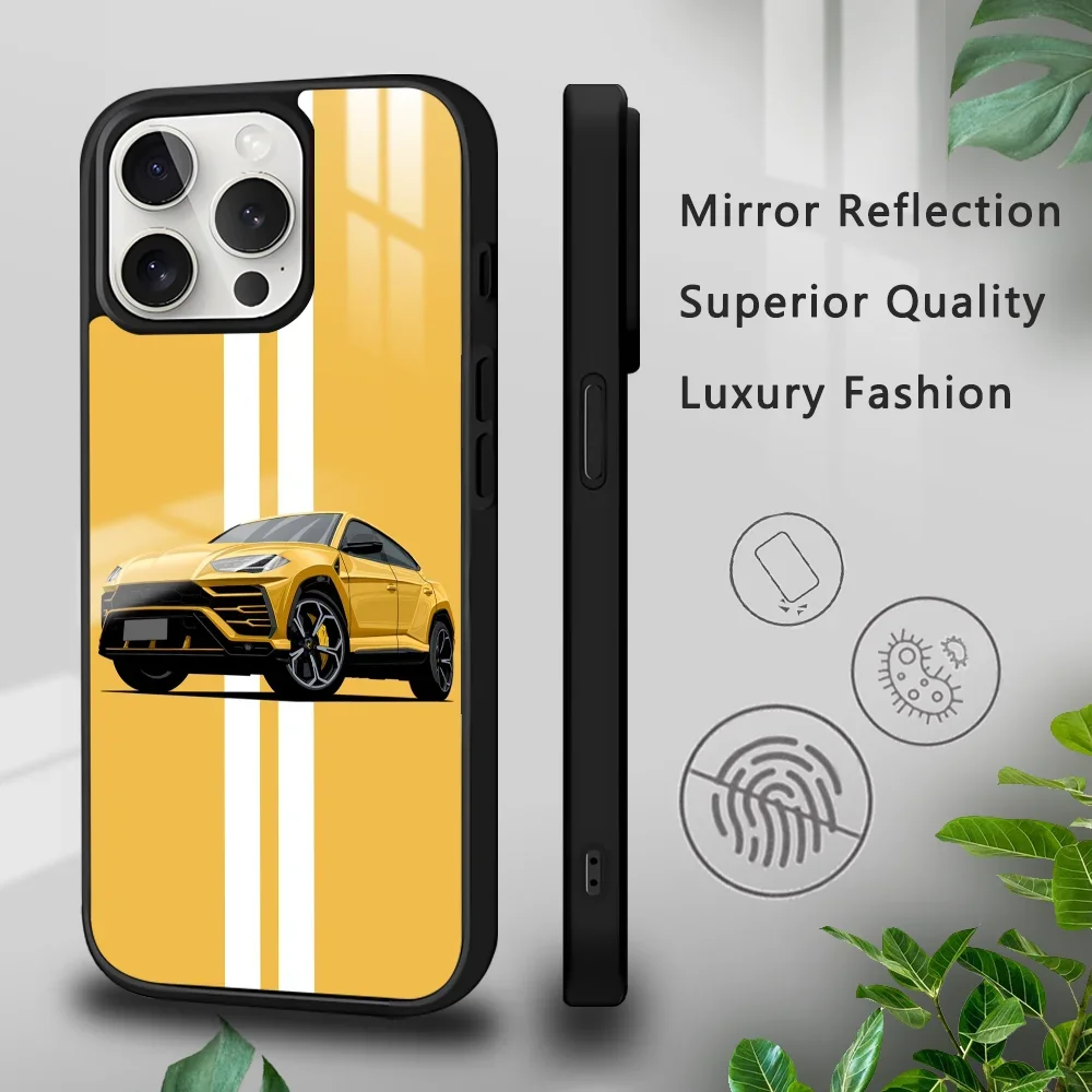 Yellow Urus-S SUV Luxury Phone Case For iPhone 16 15 14 13 12 11 Pro Xs Max Mini Plus Celulares Hard Funda