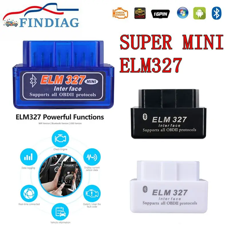 

Super ELM327 Bluetooth V2.1 OBD2 Автомобильный сканер Диагностический инструмент Mini ELM 327 V2.1 BT5.1 Android OBD Протокол Автоматический сканер кодов