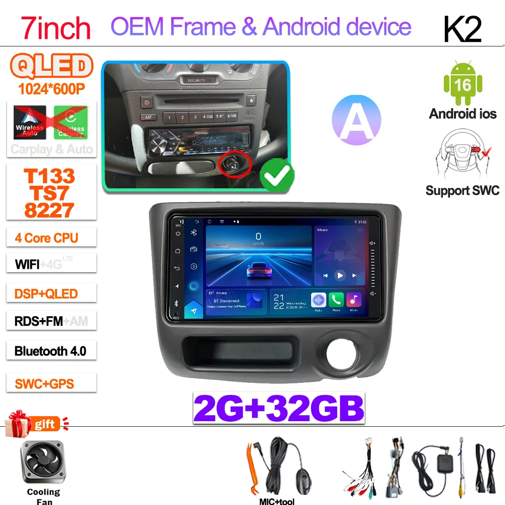 7“ 9” Android 16 Autoradio Voor Toyota Vitz XP10 Yaris Platz Echo 1999 2000 2001-2005 Multimedia Video Player Carplay GPS RDS
