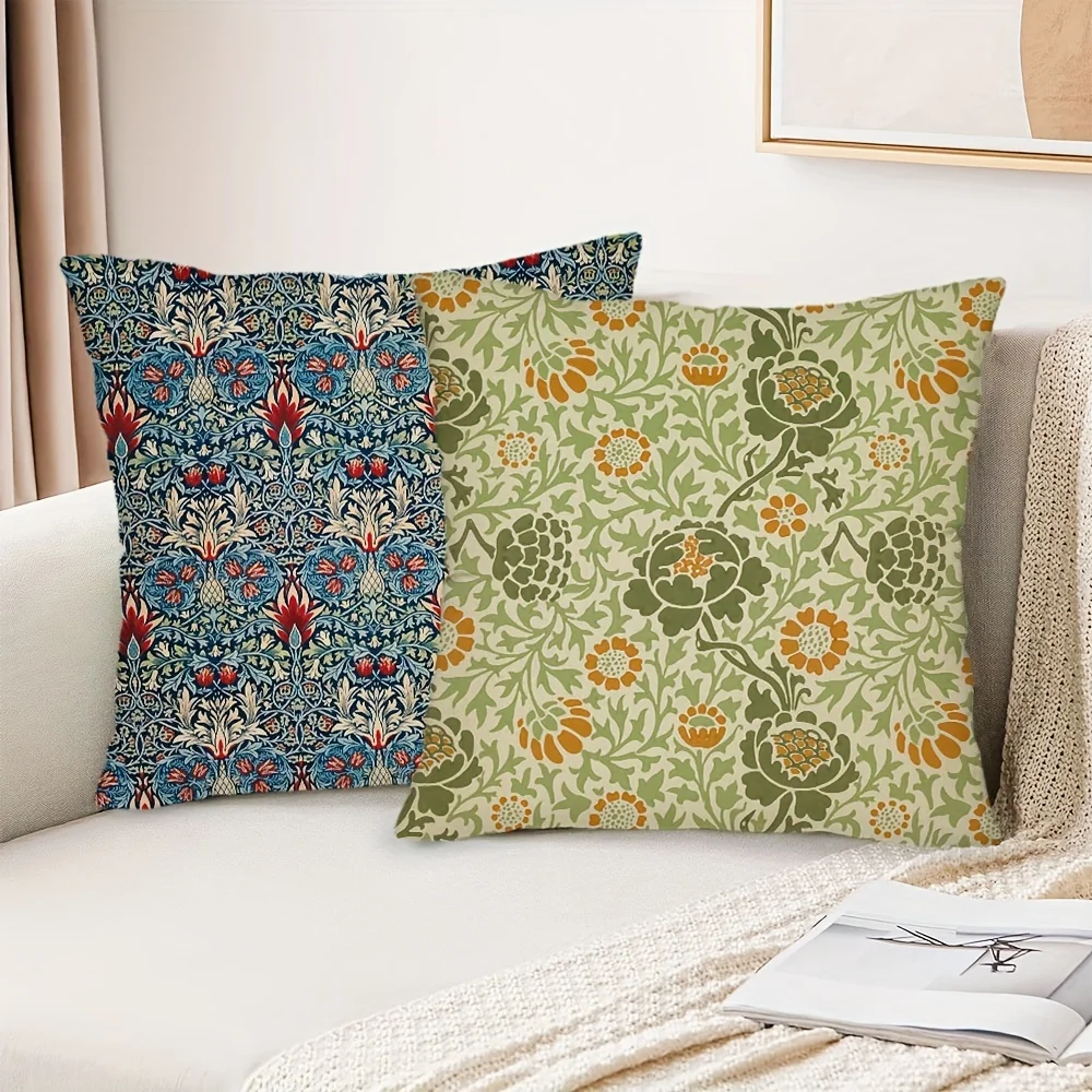 1pc William Morris Floral Throw Pillow Cover Vintage Flowers Decor For Cushion Cover,Living Room Outdoor Pillowcase