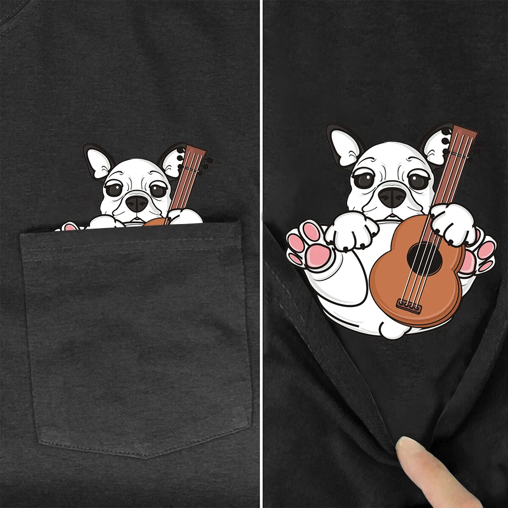 CLOOCL Fashion Animals Cotton T-shirts Funny Dog Guitar Sticker Printed T-shirt  Adult Teens Summer Short Sleeve Shirts Tops