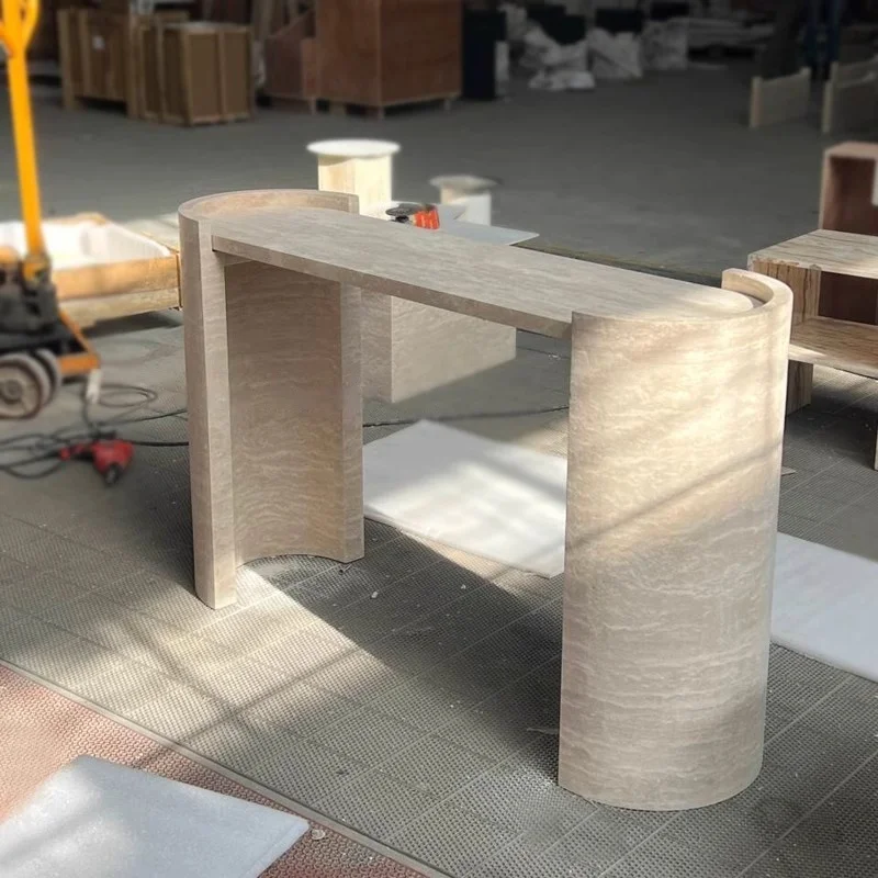 Light beige travertine entrance table entrance table natural stone living room furniture