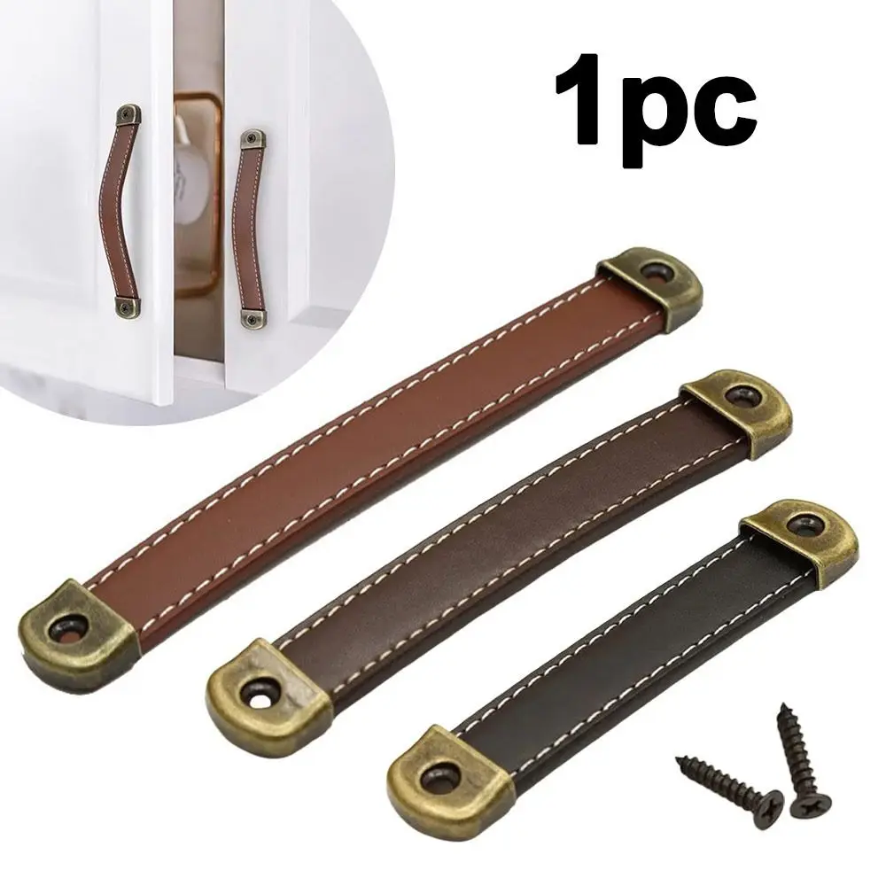 New Leather Furniture Handles Universal with Screws Kitchen Cabinet Handles Hardware Door Handles