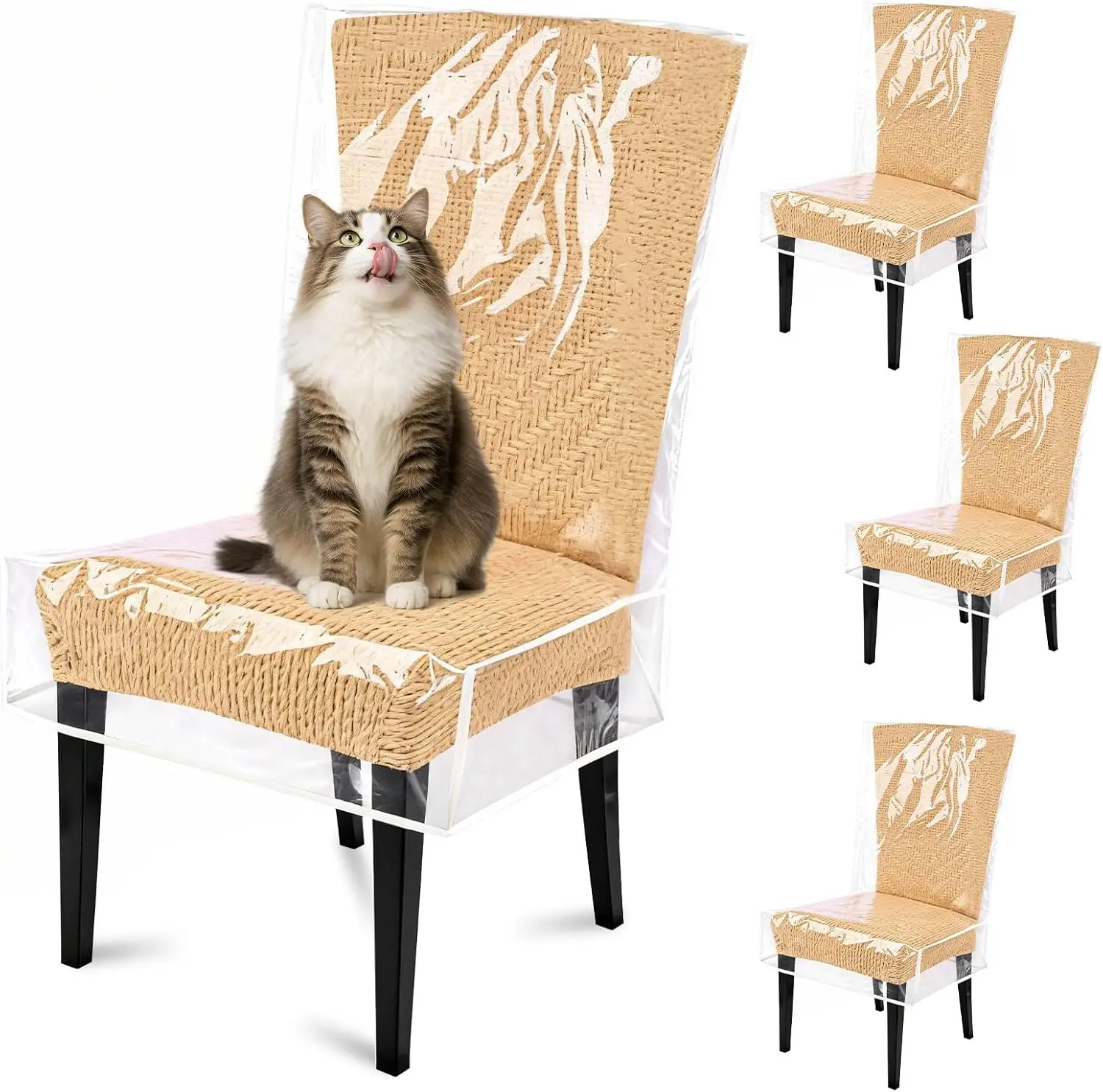 1/2/3/4PCS Transparent PVC Chair Cover,Protective Cover,Waterproof,Dining Slipcover,Anti Scratch Dustproof Seat Protectors