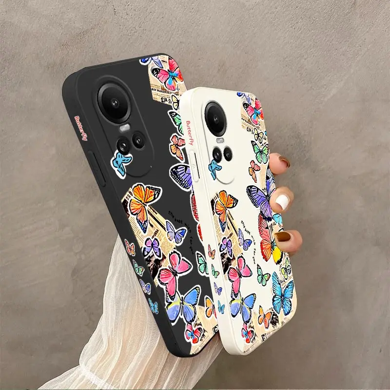 Reno 10 Cartoon Butterfly Silicone Phone Case For OPPO Reno 5 5Pro 7Z 7Lite 10 10Pro 10ProPlus 12 12Pro 8T 8Pro 6 5F 4 8 7 Cover image 2