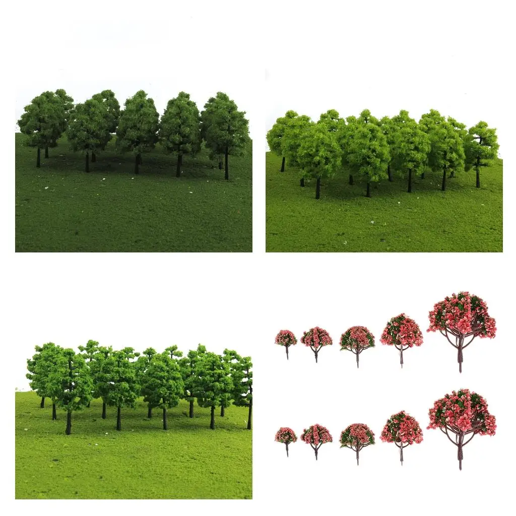 Modelo de árvore de plástico cenário vegetação árvore em miniatura decoração de paisagem para modelo trem diorama