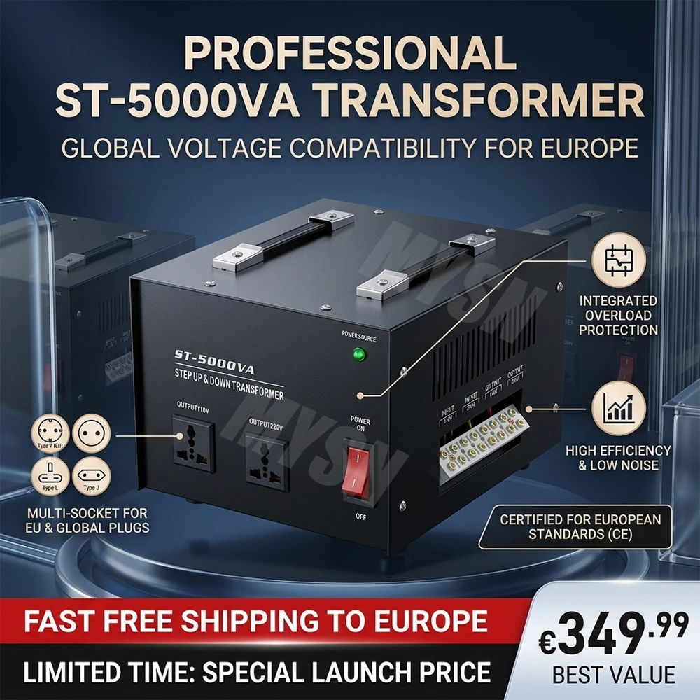 500W-5000W Household Intelligent Efficient 220V to 110V Step-Down Transformer 110V to 220V Step-Up Transformer Voltage Converter