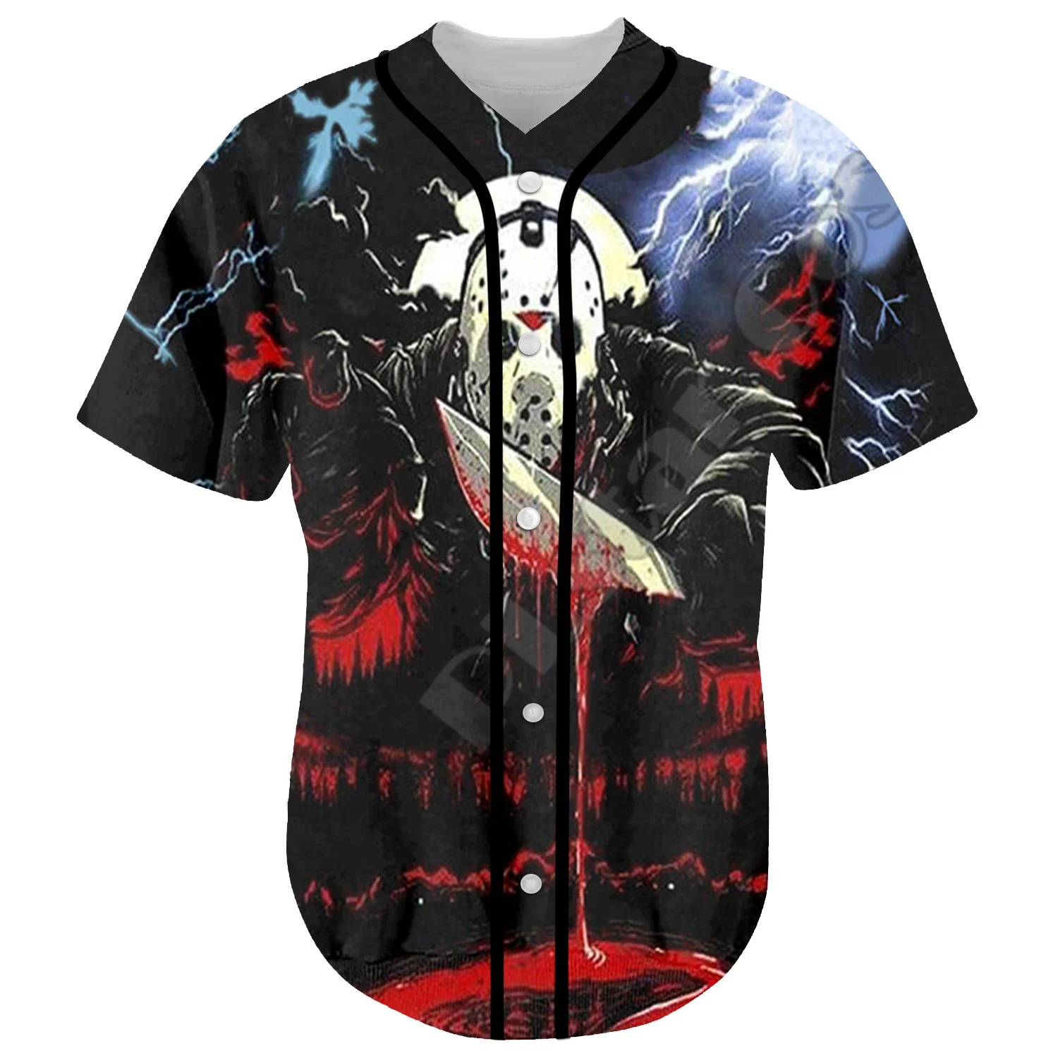 Camiseta con estampado de béisbol 3D de Michael Myers para hombre y mujer, camisa divertida de manga corta con diseño de película de Terror y Terror para Halloween, estilo informal, X1